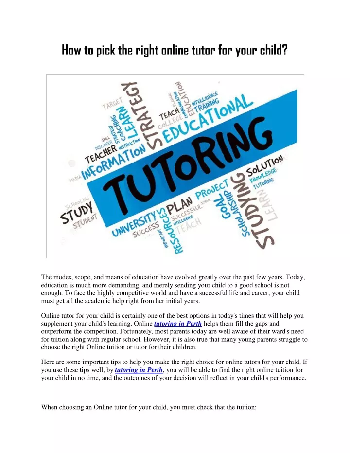 how to pick the right online tutor for your child