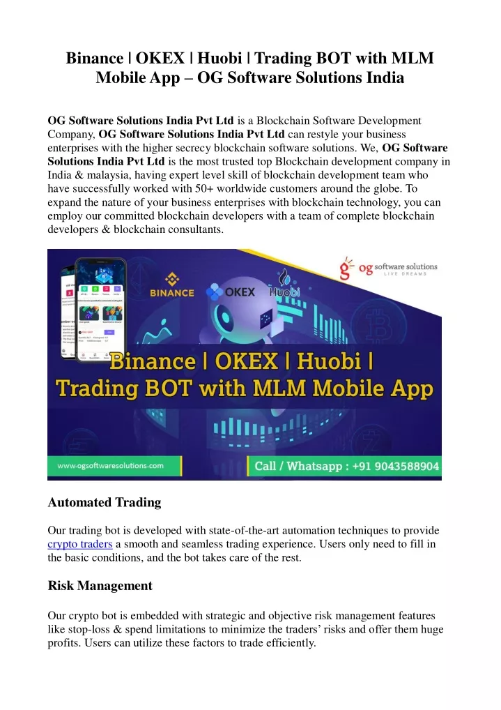 binance okex huobi trading bot with mlm mobile