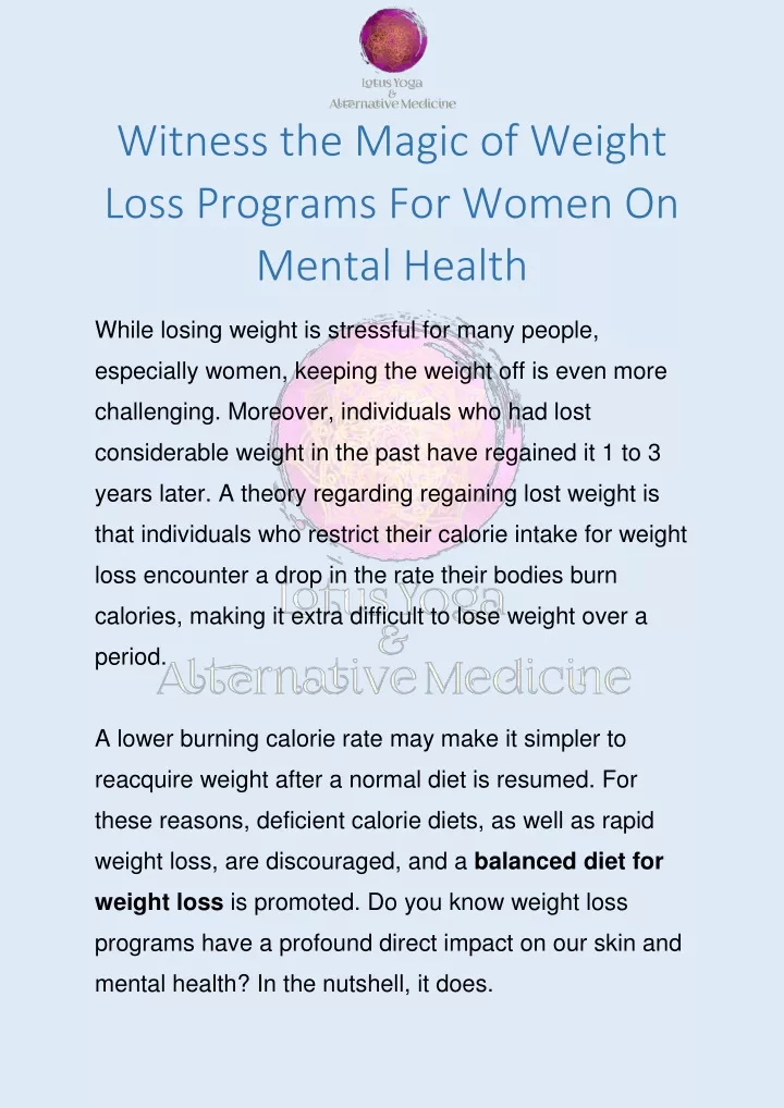 witness the magic of weight loss programs