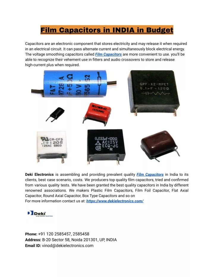 film capacitors in india in budget