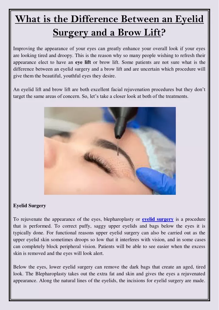 what is the difference between an eyelid surgery