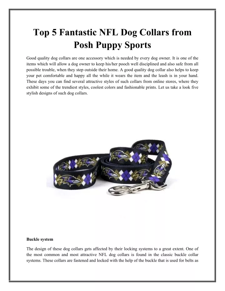 top 5 fantastic nfl dog collars from posh puppy