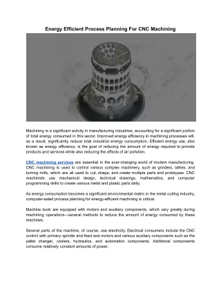 energy efficient process planning