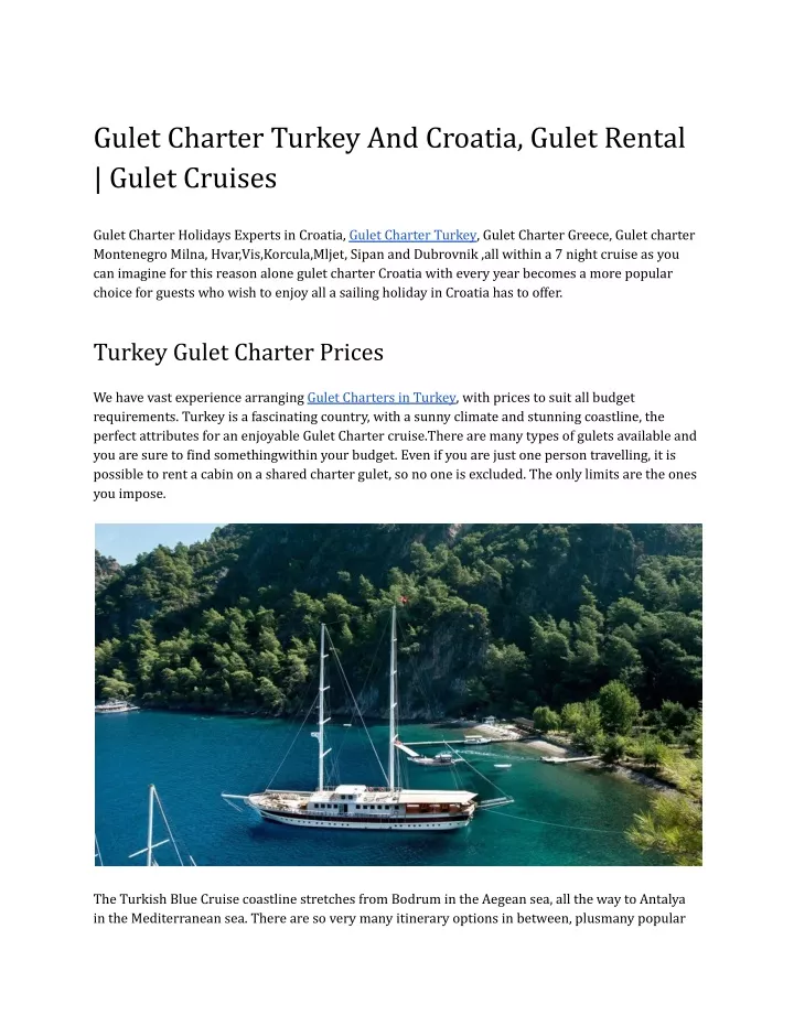 gulet charter turkey and croatia gulet rental