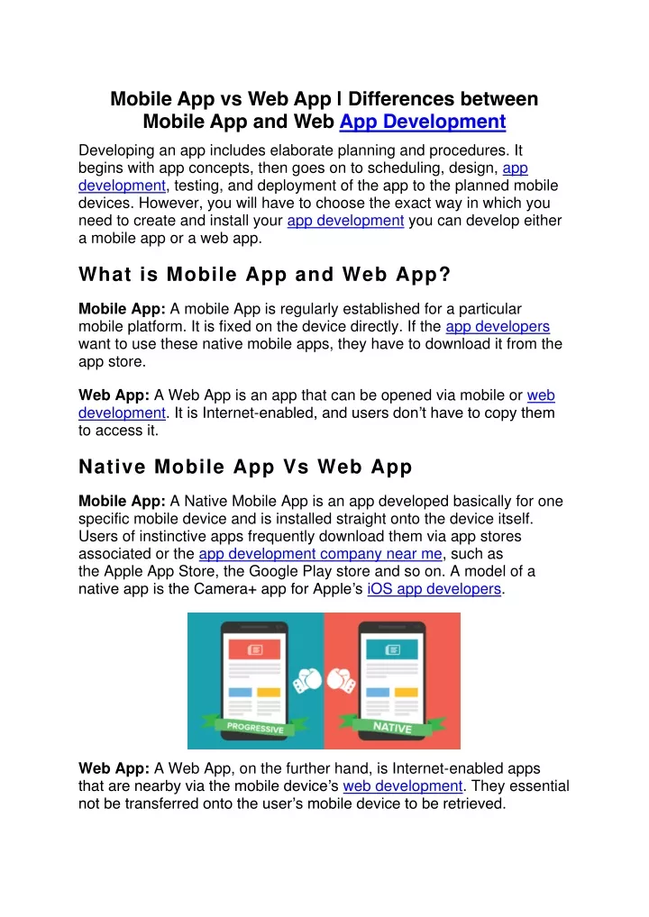 mobile app vs web app differences between mobile