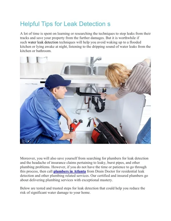 Helpful Tips for Leak Detection