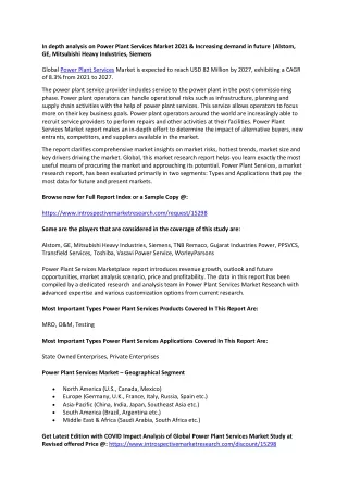 in depth analysis on power plant services market
