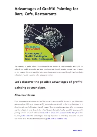 Advantages of Graffiti Painting for Bars, Cafe, Restaurants