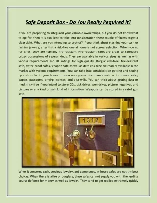 safe deposit box do you really required it