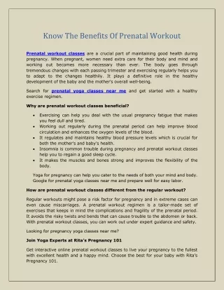 know the benefits of prenatal workout
