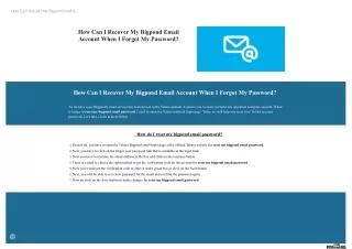 How Can I Recover My Bigpond Email Account When I Forgot My Password?