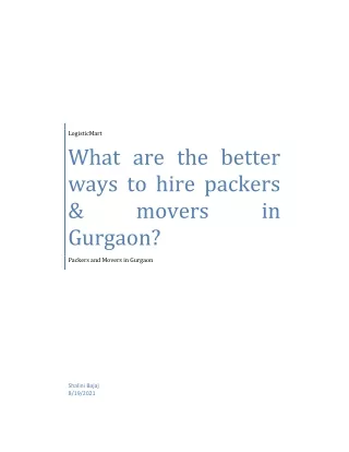 What are the better ways to hire packers & movers in Gurgaon?