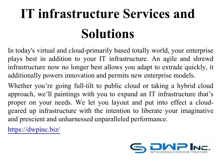 it infrastructure services and solutions in today