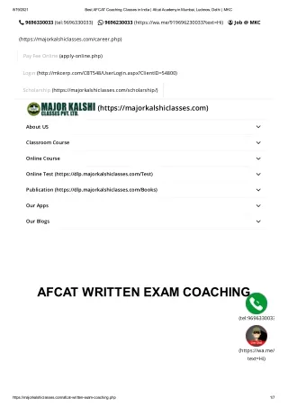 Best AFCAT Coaching Centre in India | AFCAT SSB Centre | Major Kalshi Classes