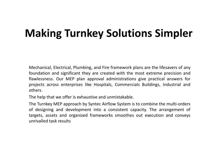 making turnkey solutions simpler