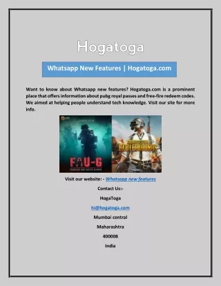 Whatsapp New Features | Hogatoga.com