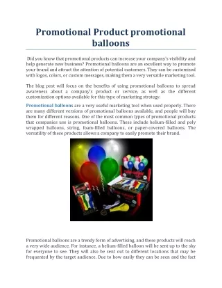 Promotional Product promotional balloons