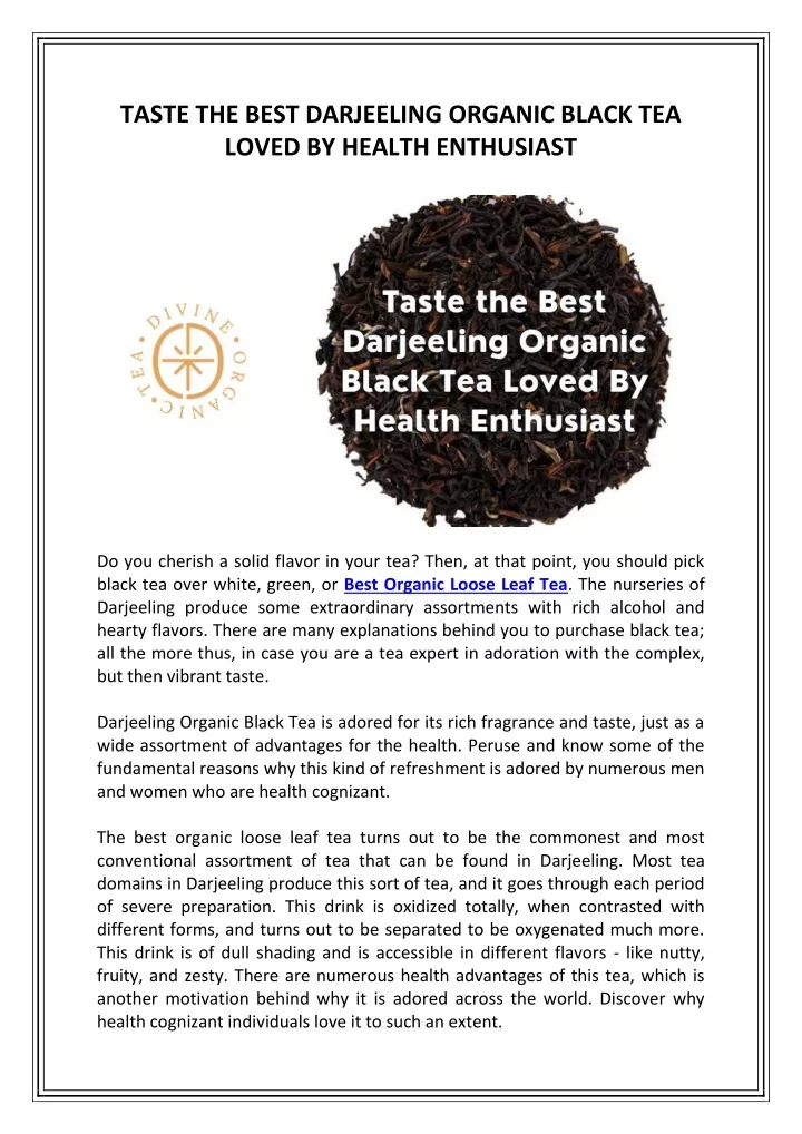 taste the best darjeeling organic black tea loved