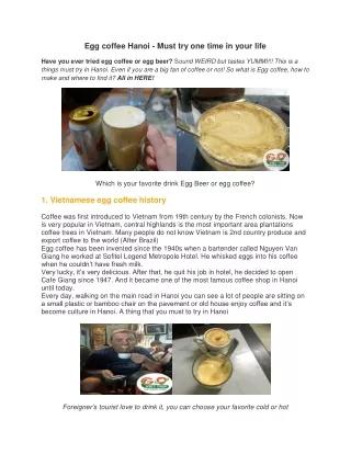 Egg coffee Hanoi - Must try one time in your life