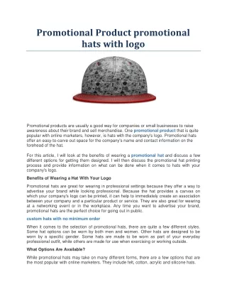 Promotional Product promotional hats with logo
