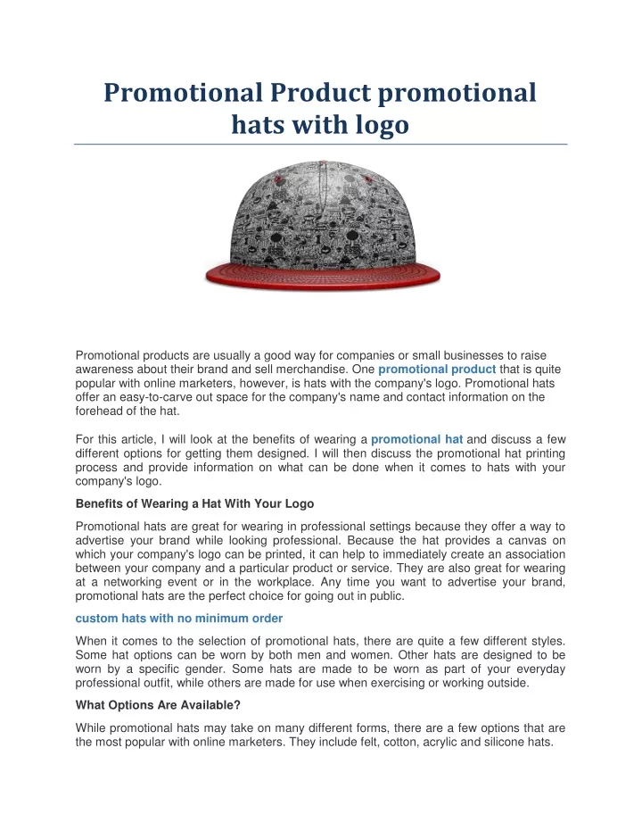 promotional product promotional hats with logo