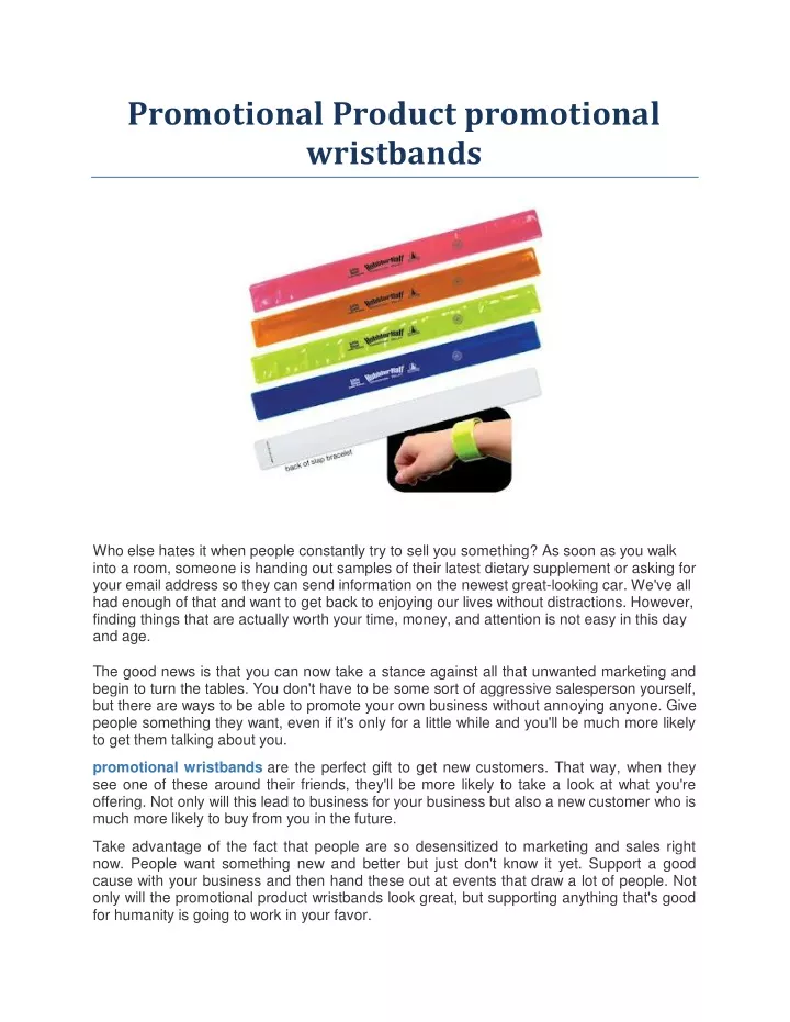 promotional product promotional wristbands