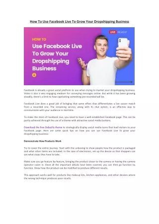 How To Use Facebook Live To Grow Your Dropshipping Business