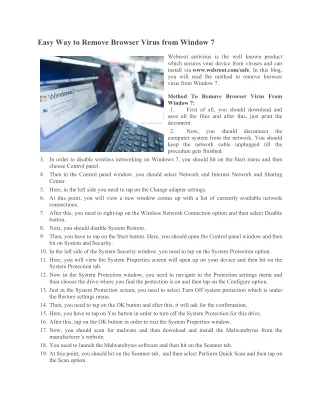 easy way to remove browser virus from window 7