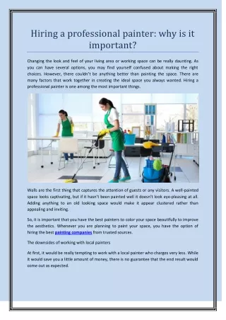 hiring a professional painter why is it important