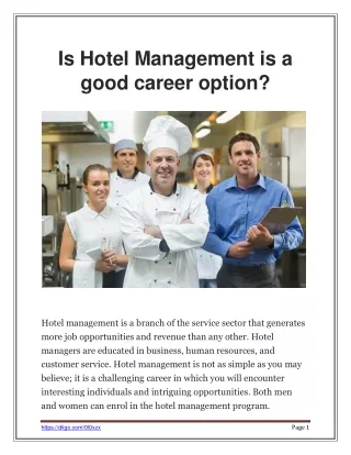 Is Hotel Management is a good career option