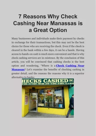7 reasons why check cashing near manassas