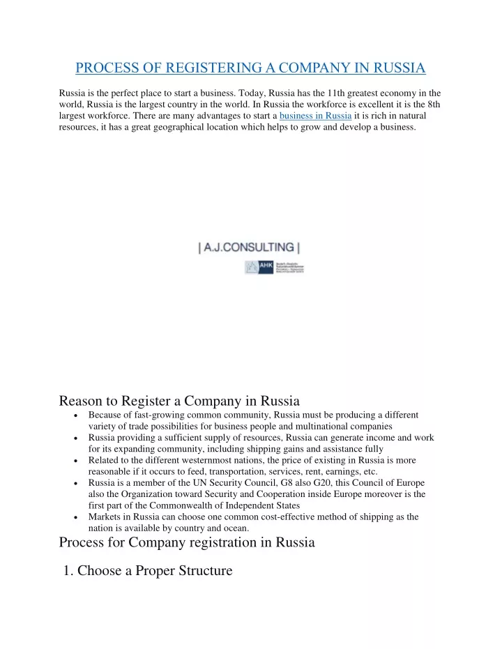 process of registering a company in russia
