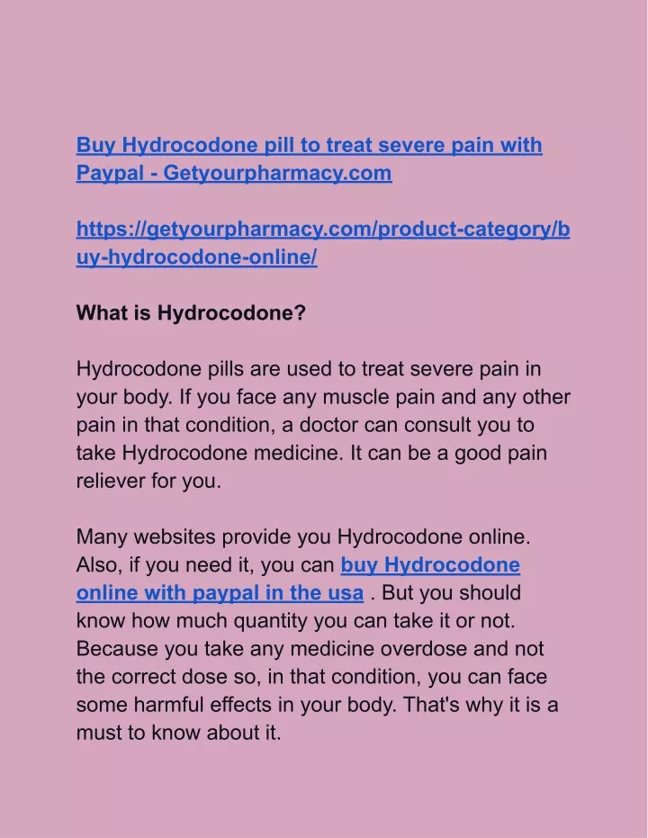 buy hydrocodone pill to treat severe pain with