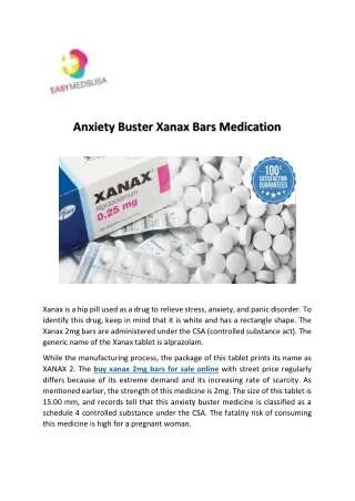 Anxiety Buster Xanax Bars Medication