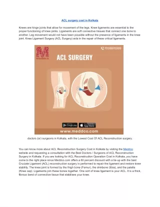 ACl surgery cost in Kolkata-Meddco