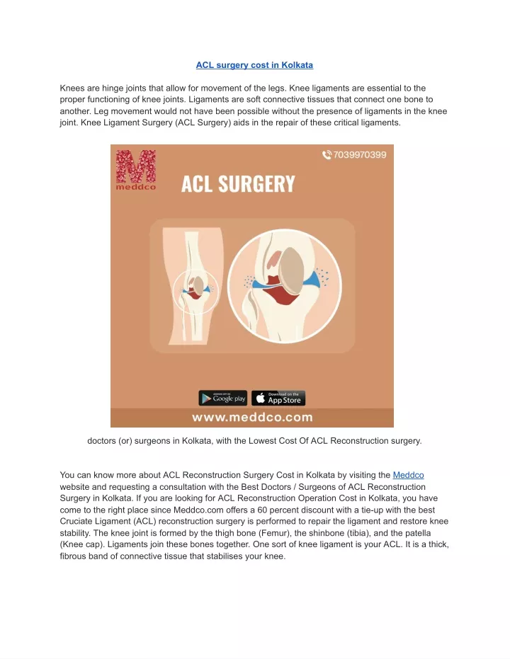 acl surgery cost in kolkata