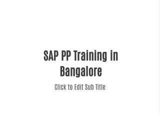 SAP PP Training in Bangalore | SAP PP Course in Bangalore