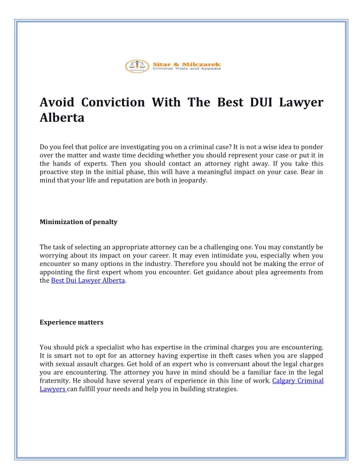 avoid conviction with the best dui lawyer alberta