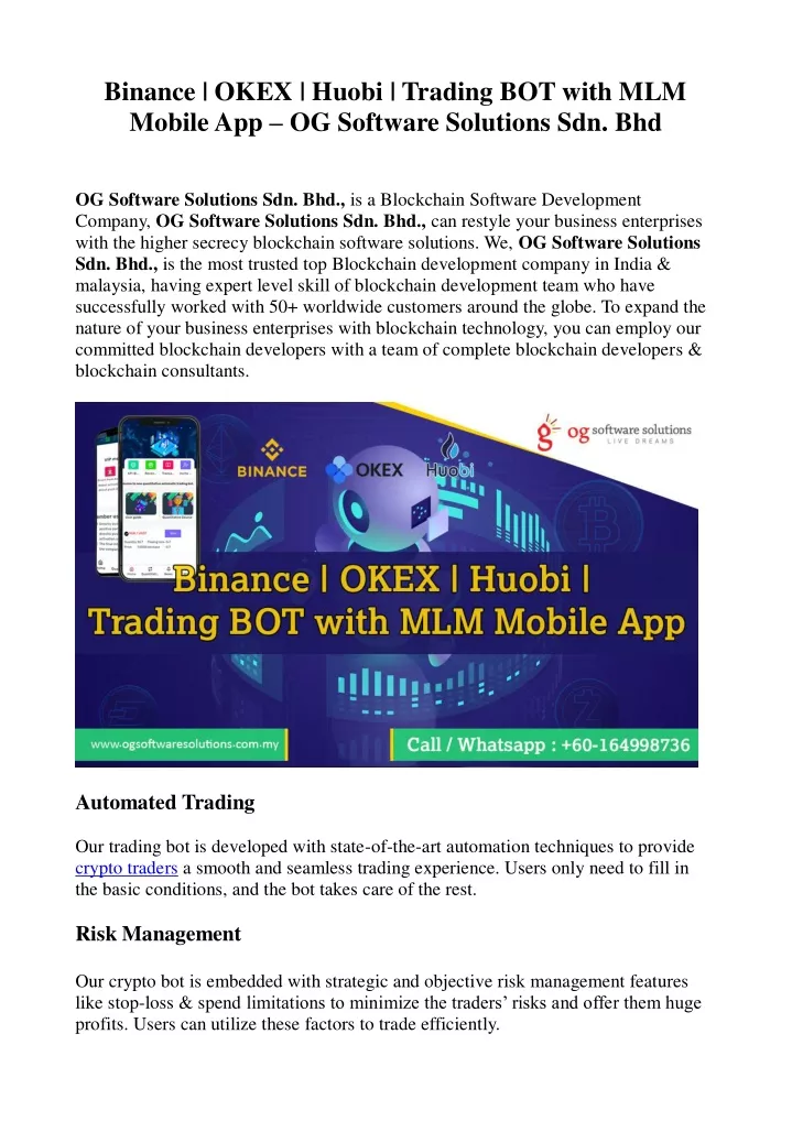 binance okex huobi trading bot with mlm mobile