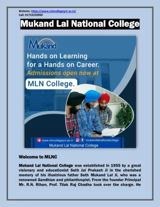 Top College In Haryana For Higher Education - Mukand Lal National College