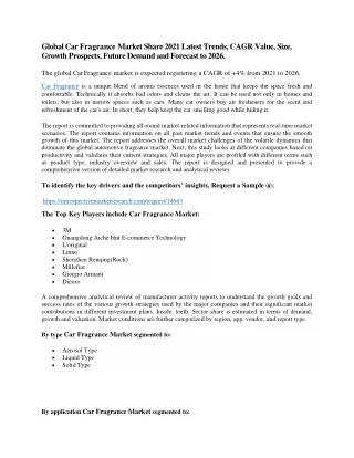 global car fragrance market share 2021 latest