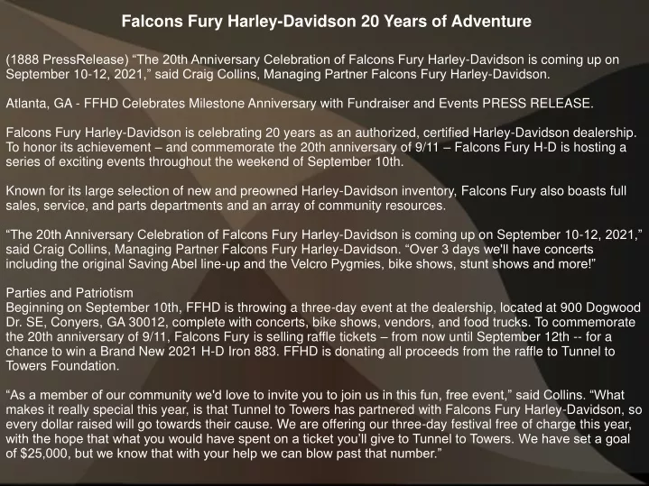 falcons fury harley davidson 20 years of adventure