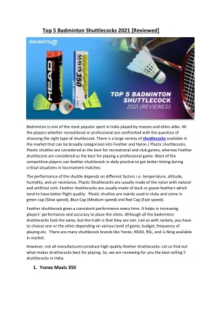 top 5 badminton shuttlecocks 2021 reviewed