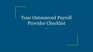 your outsourced payroll provider checklist