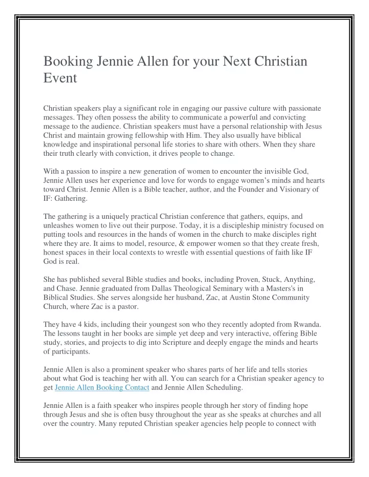 booking jennie allen for your next christian