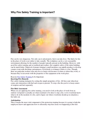 Why Fire Safety Training is Important