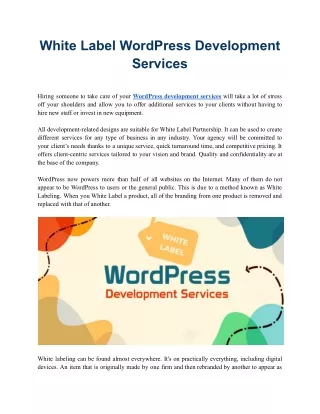 White Label WordPress Development Services