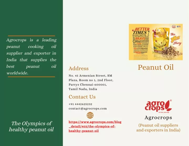 agrocrops is a leading peanut cooking supplier