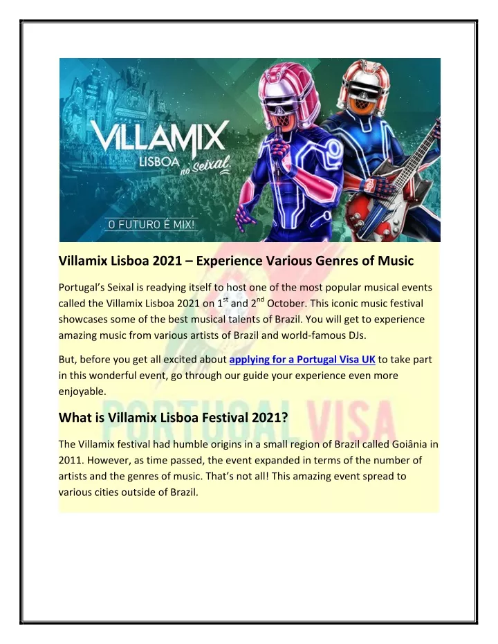 villamix lisboa 2021 experience various genres