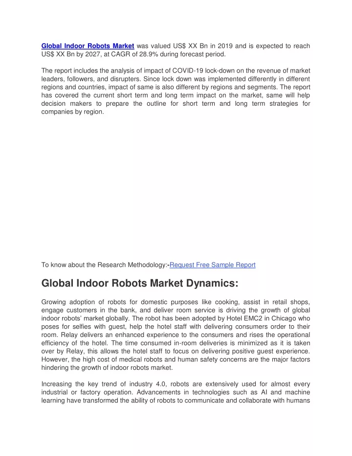 global indoor robots market was valued